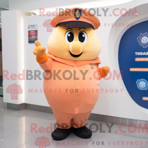 Peach Police Officer mascot...