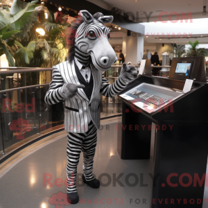 Sølv Zebra-maskotdraktfigur...