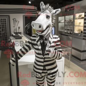 Sølv Zebra maskot kostume...