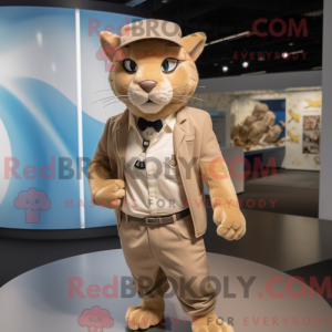 Tan Lynx maskot kostume...