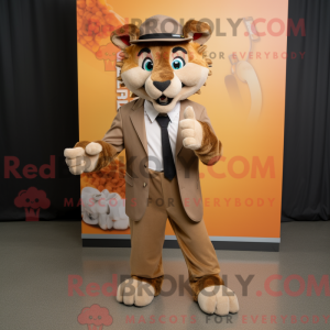 Tan Lynx maskot kostume...