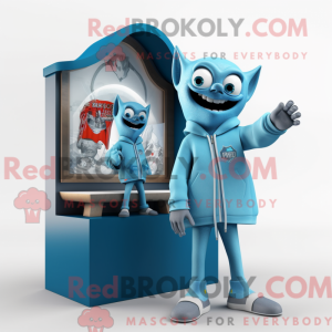 Himmelblå vampyr maskot...