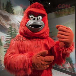 Red Sasquatch mascot...