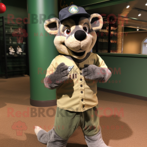 Olive Thylacosmilus mascot costume character dressed with a Baseball Tee and Scarf clips