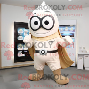 Beige Superhelte maskot...