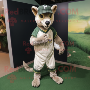 Olive Thylacosmilus mascot costume character dressed with a Baseball Tee and Scarf clips