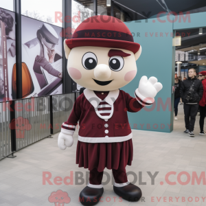 Maroon Mime mascot costume...