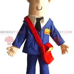 Postman mascot dressed in blue uniform - Redbrokoly.com