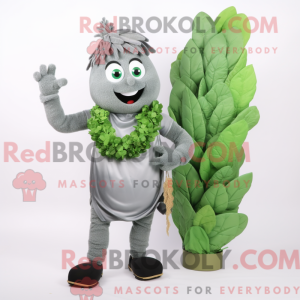 Gray Spinach mascot costume...