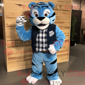 Blue Tiger maskot kostume...