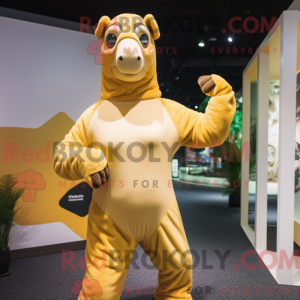 Gold Camel maskot kostume...