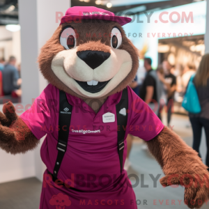 Magenta Marmot maskot drakt...