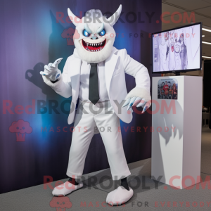 Hvit Demon maskot drakt...