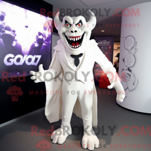 Witte demon mascottekostuum...