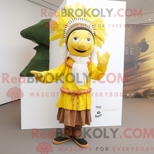 Gele Chief mascottekostuum...