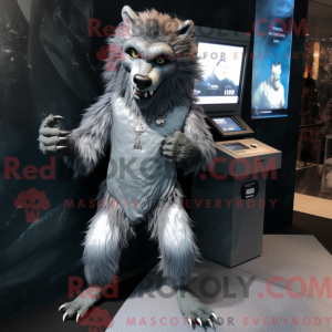 Sølv varulv maskot kostume...