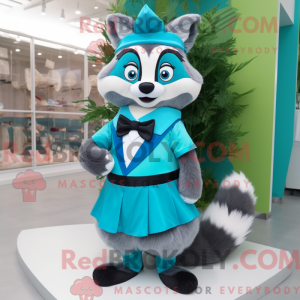 Cyan Vaskebjørn maskot...