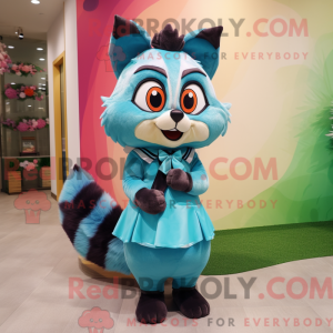 Cyan Vaskebjørn maskot...