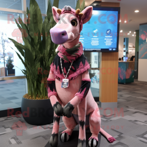 Pink Okapi maskot kostume...