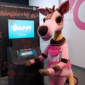 Pink Okapi mascot costume character dressed with a Bodysuit and Scarf clips