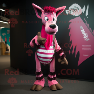 Pink Okapi maskot kostume...