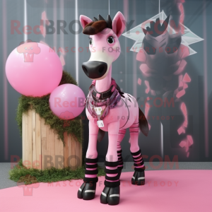Pink Okapi mascot costume character dressed with a Bodysuit and Scarf clips