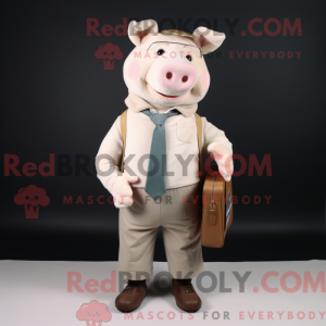 Beige gris maskot drakt...