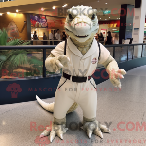 Cream Komodo Dragon mascot...