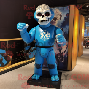 Blue Skull maskot kostume...