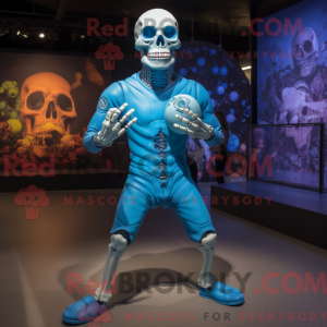 Blue Skull maskot kostume...