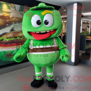 Grøn hamburger maskot...