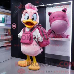 Pink Duck maskot kostume...