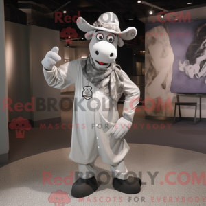 Sølv ko maskot kostume...