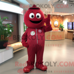 Máscara de tomate marrom com capuz e macacão com macacão e brosjer - Mascotes de tomate - REBROKO_320167 - RedBrokoly.com