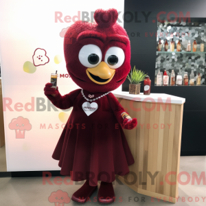 Maroon Heart maskot kostume...
