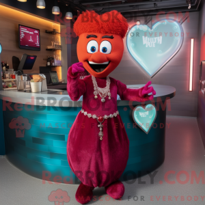 Maroon Heart maskot kostume...