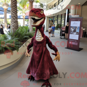 Maroon Velociraptor maskot...
