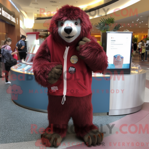 Maroon Sloth Bear mascot...
