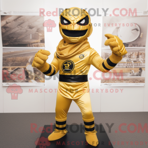 Gold Ninja mascot costume...