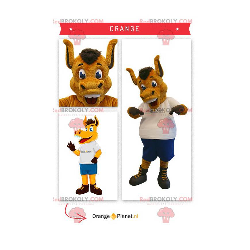 Mascote de burro potro marrom - Redbrokoly.com