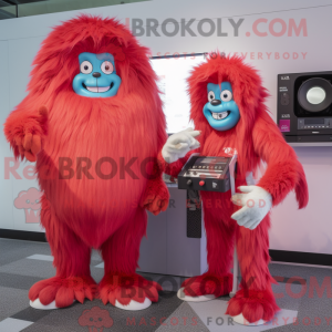 Rode Yeti-mascottekostuum...