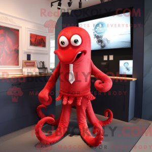 Röd Kraken-maskotdraktfigur...