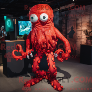 Rode Kraken mascottekostuum...