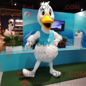 Cyaan Swan-mascottekostuum...