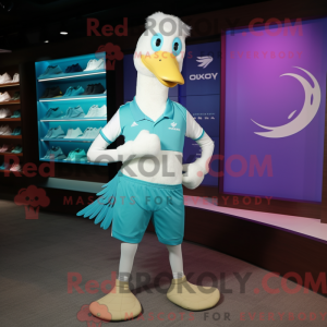 Cyan Swan maskotdraktfigur...