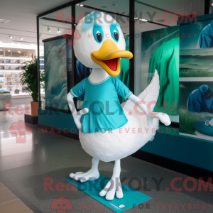 Cyan Swan maskotdraktfigur...