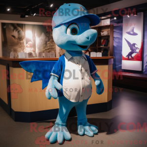 Blå Pterodactyl maskot...