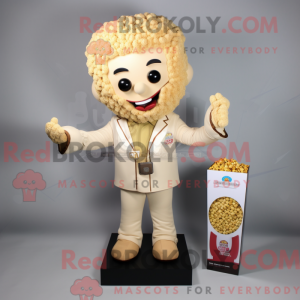 Beige Pop Corn maskot...