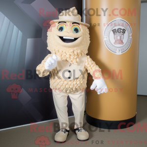 Beige Pop Corn maskot...