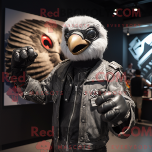Silver Crow mascot costume...